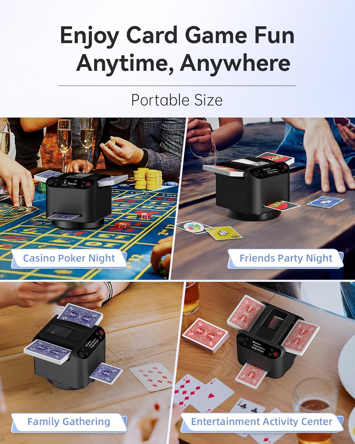 🎲2-in-1 Automatic Card Shuffler & Dealer With 4 Card Drawing Remotes