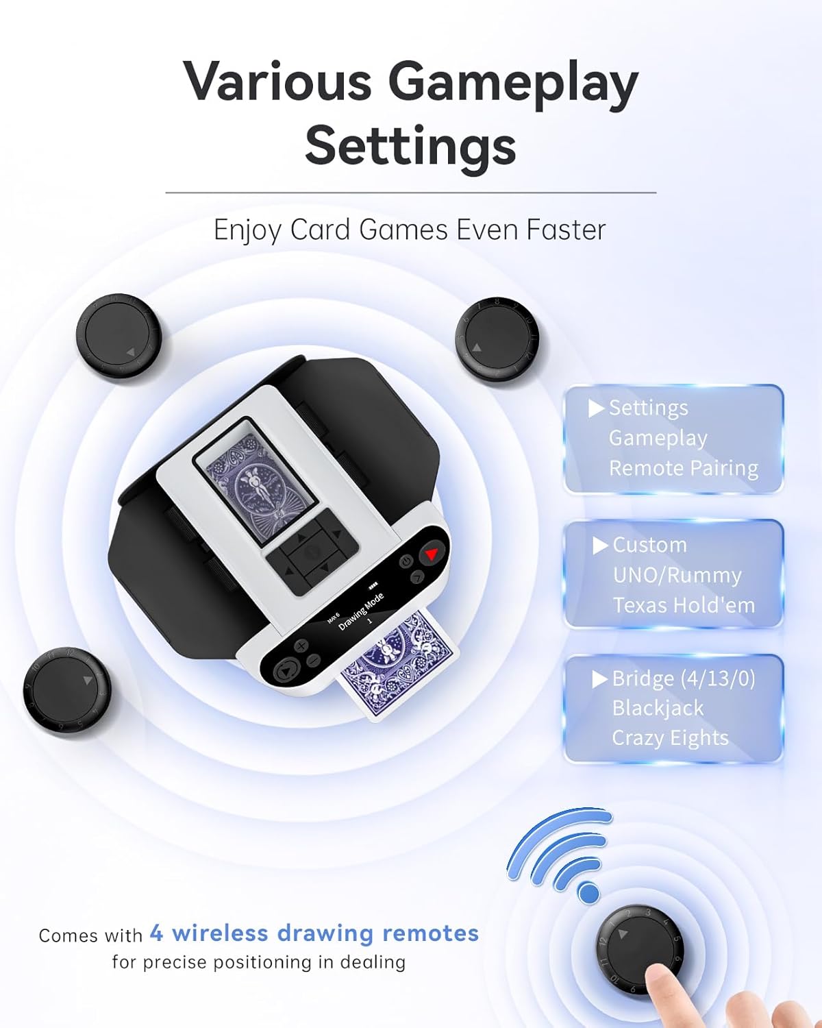 🎲2-in-1 Automatic Card Shuffler & Dealer With 4 Card Drawing Remotes