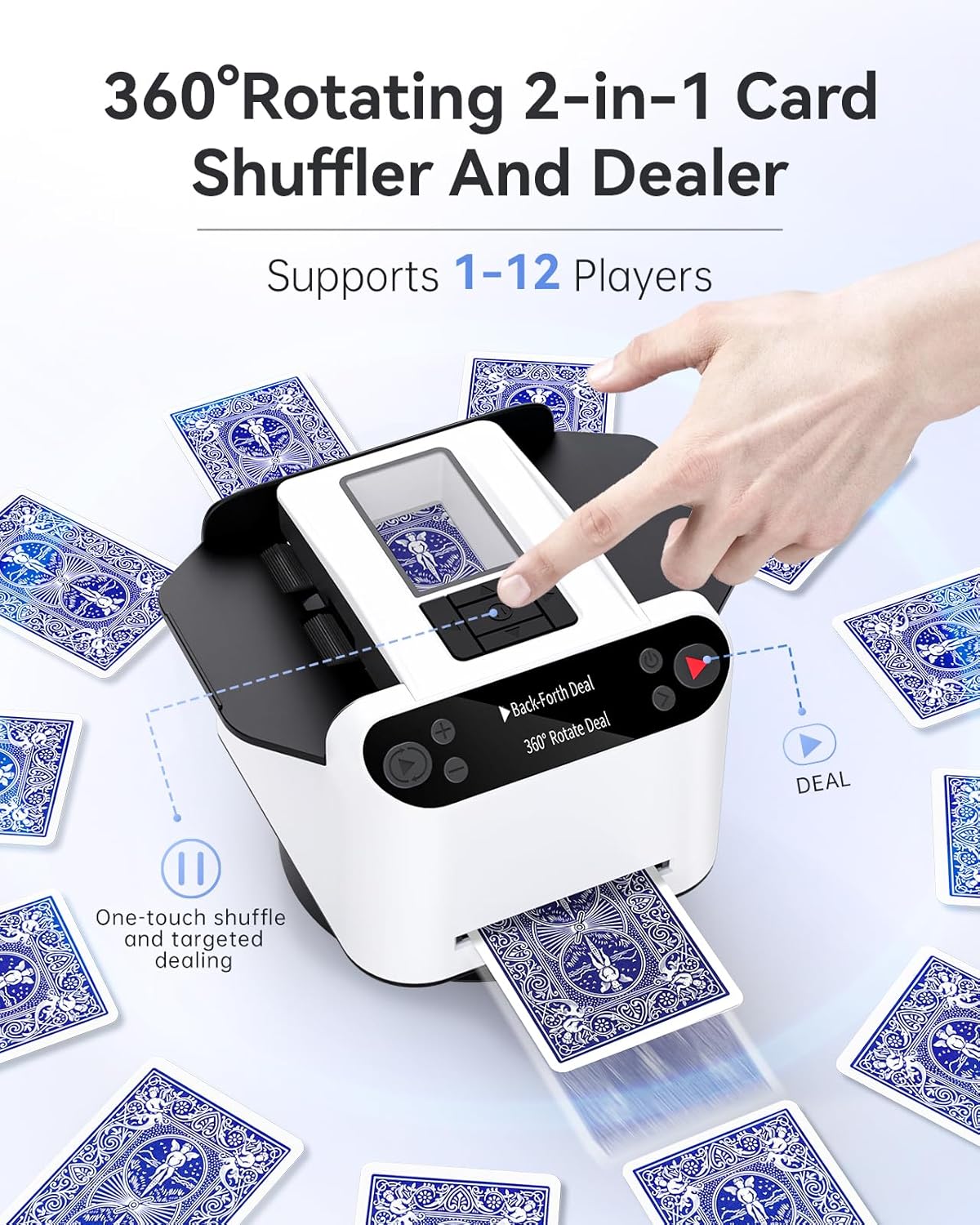 🎲2-in-1 Automatic Card Shuffler & Dealer With 4 Card Drawing Remotes