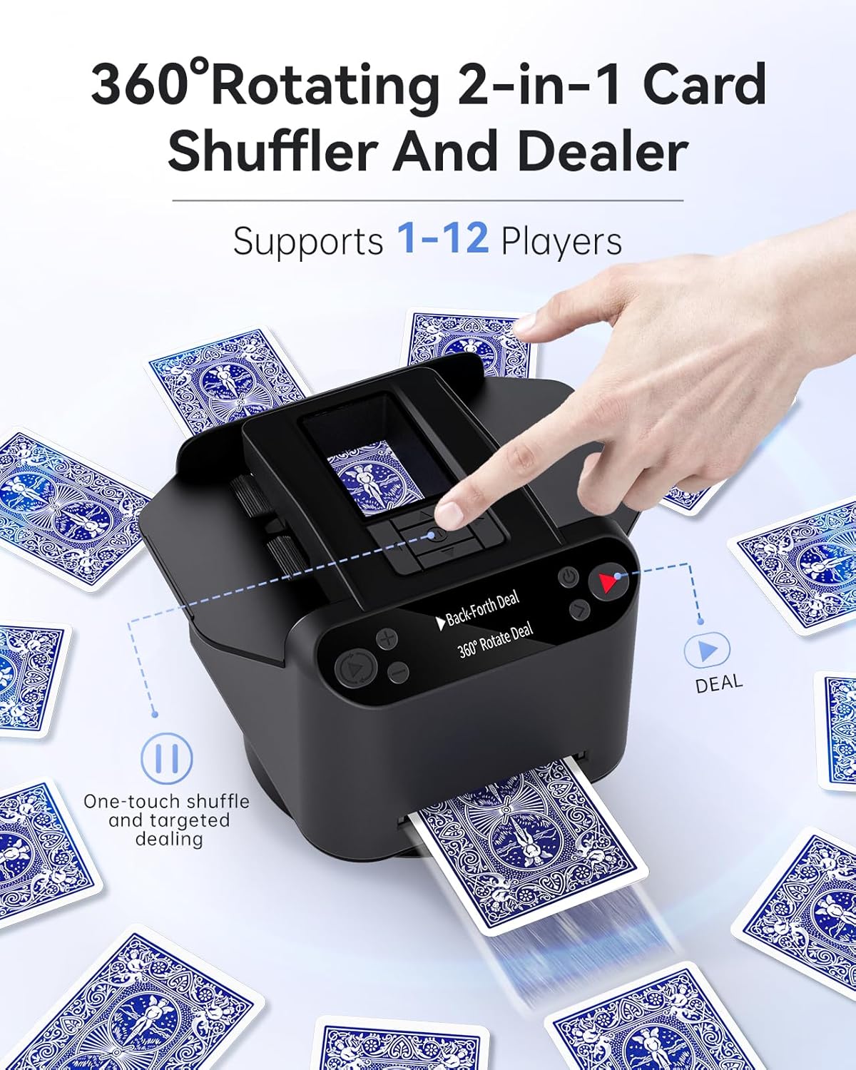 🎲2-in-1 Automatic Card Shuffler & Dealer With 4 Card Drawing Remotes