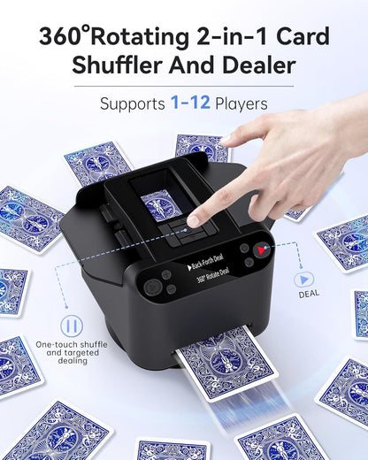 🎲2-in-1 Automatic Card Shuffler & Dealer With 4 Card Drawing Remotes